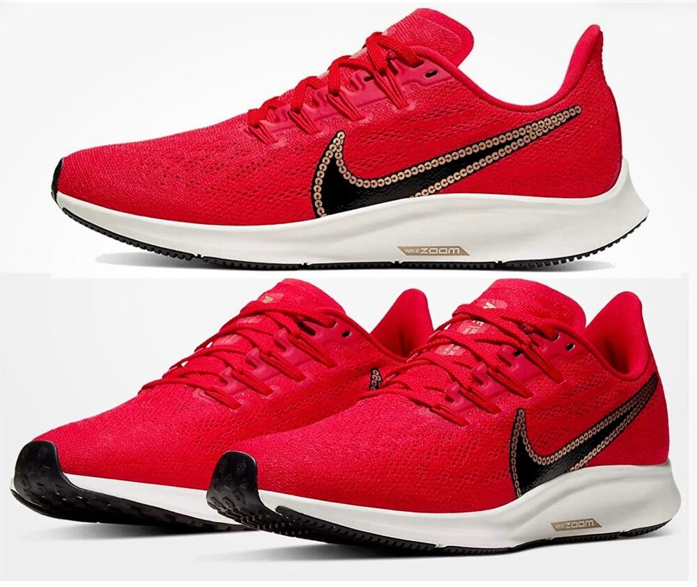 Nike Air Zoom Pegasus 36 Sneakers Women 8 Red Mesh Athletic Shoes CT1150-600